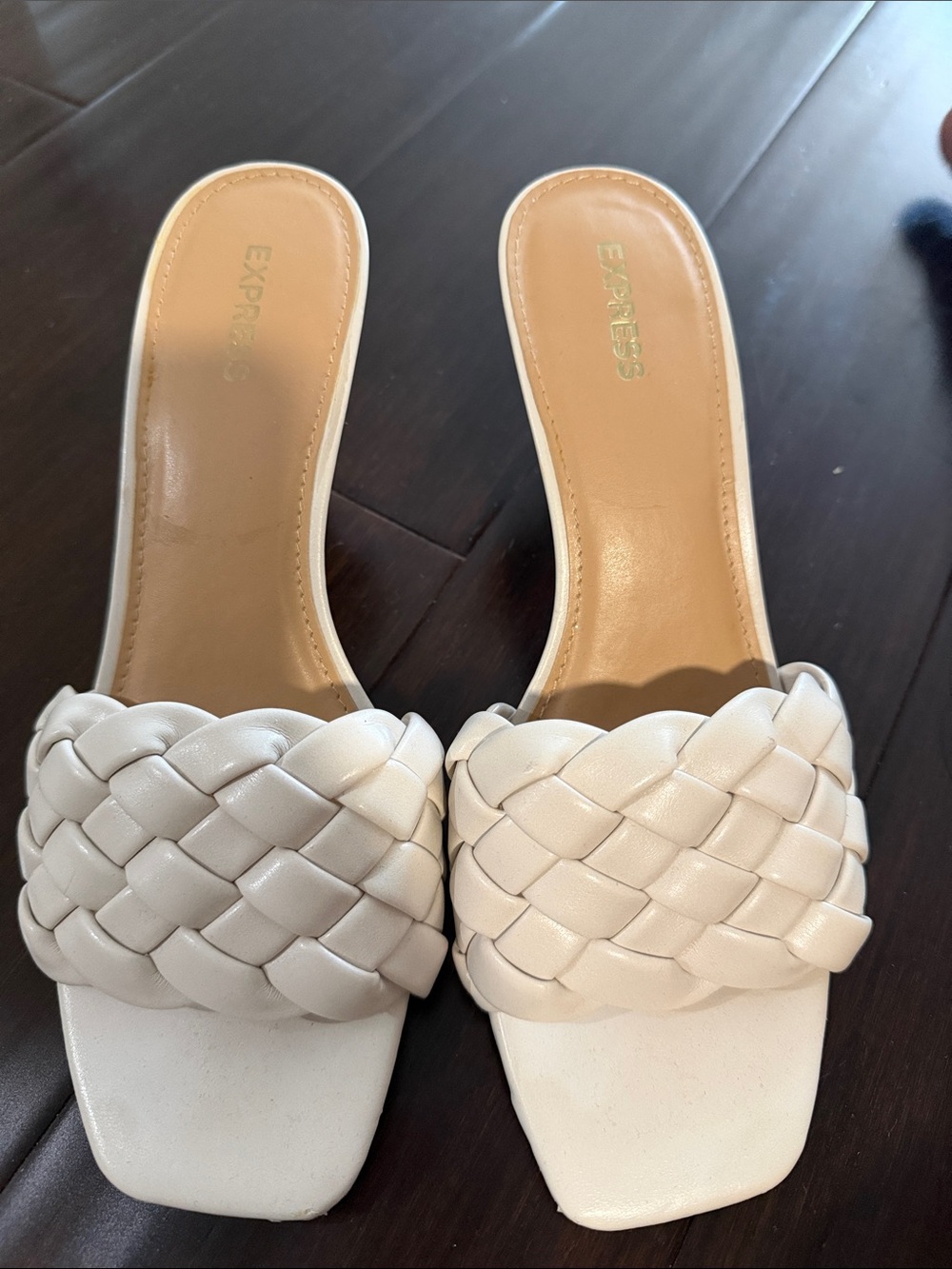 Express Cream Braided Slide Mules